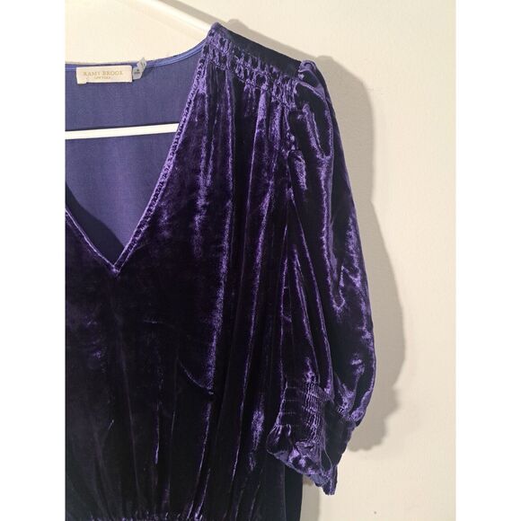 Ramy Brook Womens Medium  Ruched crush velvet Top Purple Viscose &Silk - Picture 3 of 8